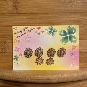 Flower Stud Earrings (Set of 3)